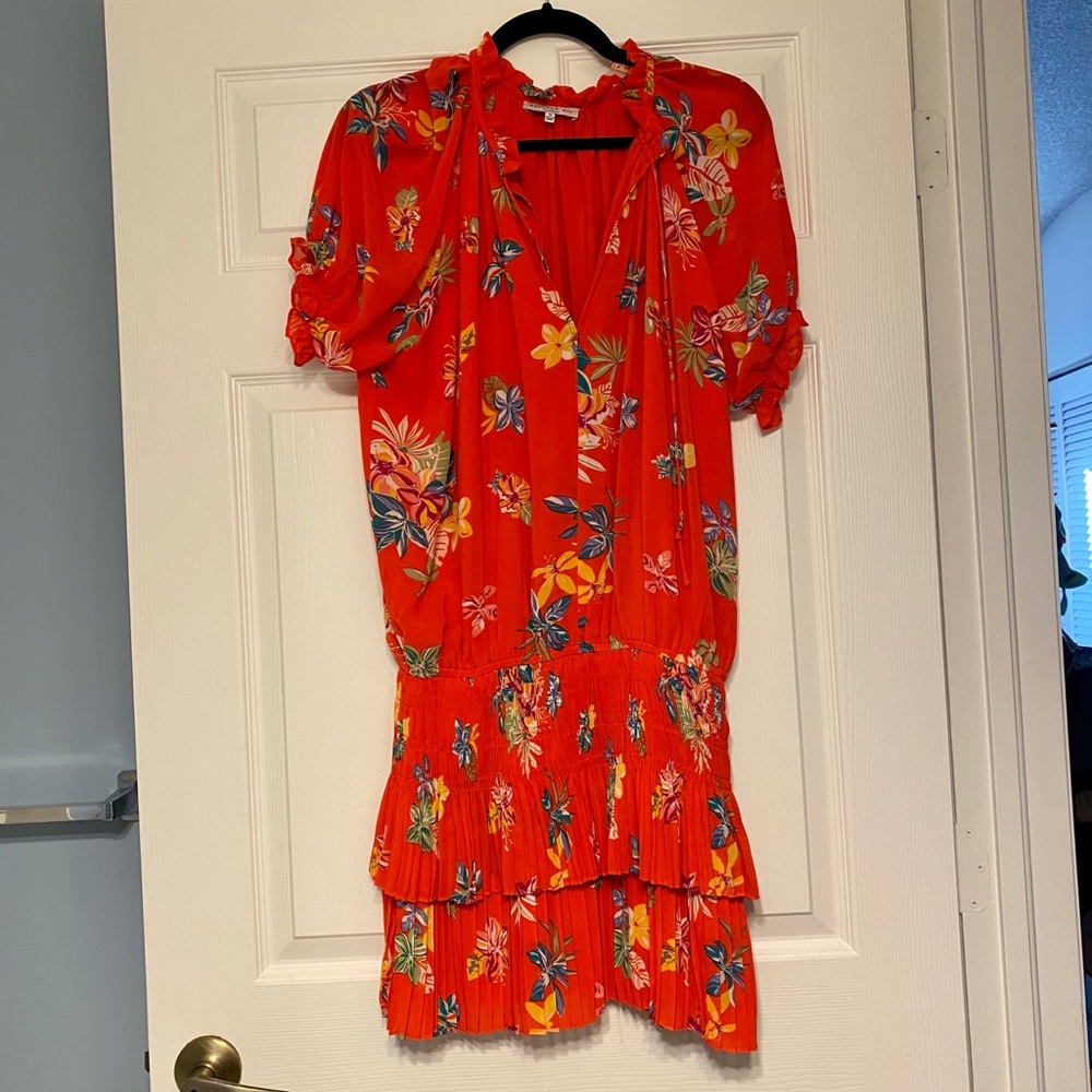 Orange Floral Midi Dress